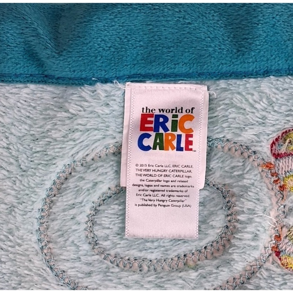 Eric Carle The Very Hungry Caterpillar Baby Blanket Aqua Blue Green A B C Soft - Picture 3 of 3